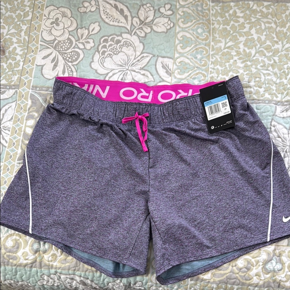Nike Purple and Pink Athletic Shorts with Moisture-Wicking Fabric